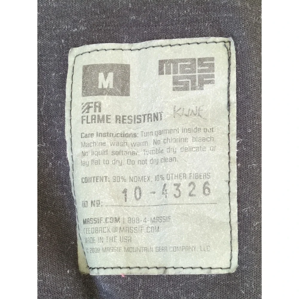 Massif Elements FR Flame Resistant Jacket Full Zip Black Sz Medium USA Made